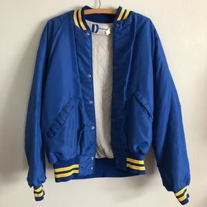 Blue and Yellow Vintage Bomber Jacket